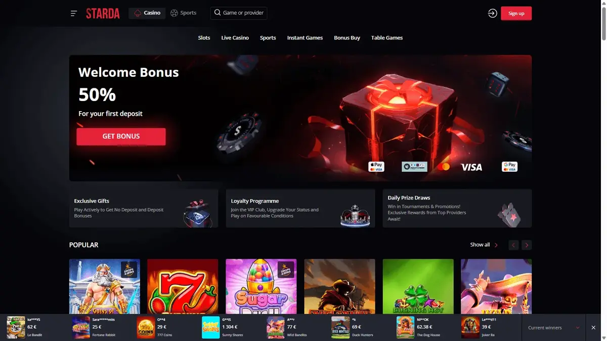 Starda Casino Zrzut ekranu 1