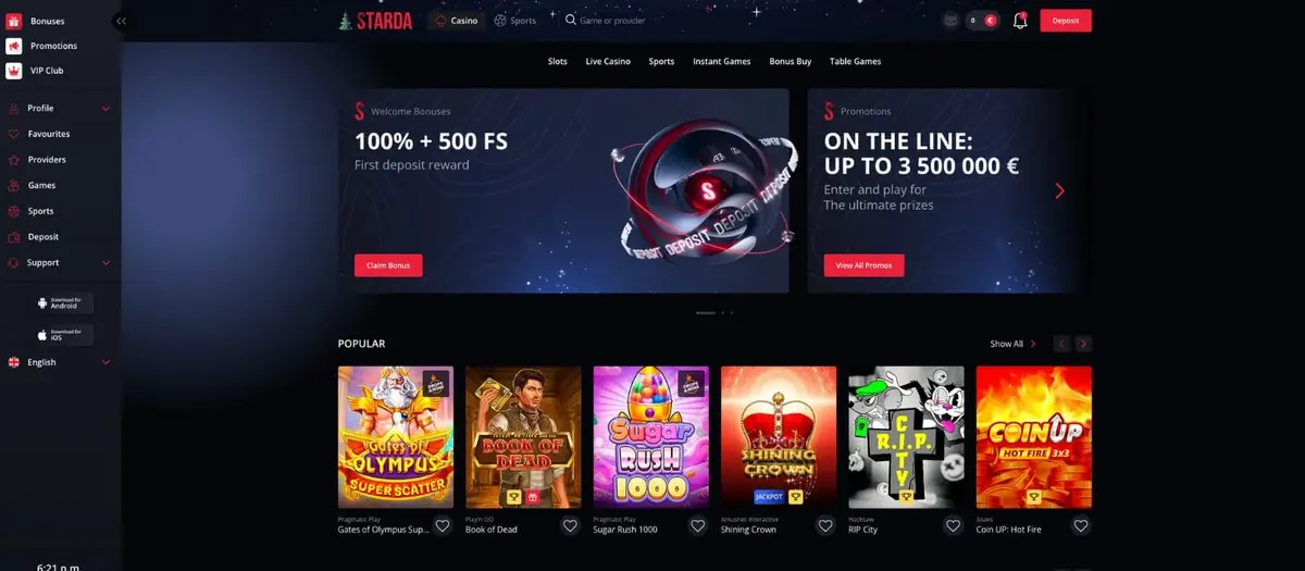 Starda Casino Zrzut ekranu 3